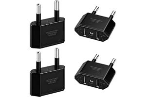 4-pack reseadaptrar från USA till EU, amerikansk kontakt till Tyskland/Europa 2-stift, kompatibel med amerikanska strömförsör