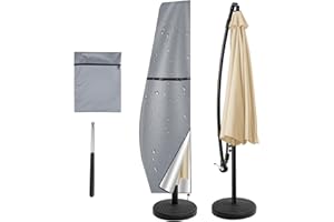 NAKIHOUSE Sonnenschirm Abdeckung Schutzhülle, Wasserdichte,Wetterfeste, UV-Anti, Winddicht Schirm Abdeckung für Outdoor Cantilever Offset Schirme, (265x40/70/50cm,Silbergrau)