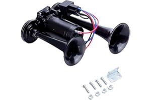 QENETY 600DB Truck Train Air Horns, 12V Dual Trumpets Super Loud Air Horn Kit with Compressor for Trucks Trains Lorrys Cars Boats (Black)