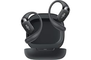 SHOKZ OpenFit 2 Open-Ear-Kopfhörer, True-Wireless-Bluetooth-Ohrhörer mit Mikrofon, Ohrbügel-Open-Ear Headphones mit 48 Stunden Wiedergabezeit, Schnellladung, IP55 Wasserfest, mit Tragetasche, Schwarz