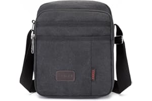 ZAICCI Classica semplice stile vintage borsa a tracolla in tela con tasche frontali nascoste con zip antifurto per telefono, portafoglio, chiavi