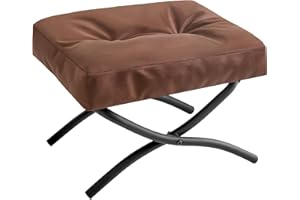 IBUYKE 11.8” H Reposapiés Plegable, Rectangular Reposapiés Taburete Acento Otomana para Silla Perezosa, Moderno Reposapiés Portátil Taburete para Sala de Estar Dormitorio, Amarillo-Marrón WBD020Z