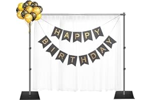 EMART Heavy Duty Backdrop Stand, 2.1mx3m/7x10 ft Adjustable Background Support System Kit with Steel Base for Photography, Photo Video Studio, Birthday Parties - Black