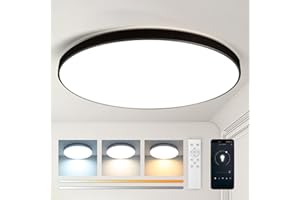 CANMEIJIA Lampy łazienkowe sufitowe, 24W IP44 Wodoodporna lampa łazienkowa 1700LM Ledowa lampa sufitowa z pilotem zdalnego sterowania i pamięcią 3000-6500K Ledowe światła do sypialni Kuchnia Salon