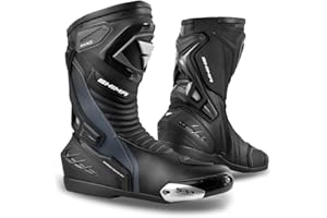 SHIMA RSX-6 Men, Scarpe Moto Uomo | Rinforzate Stivali Moto Uomo in Pelle, Supporto alla Caviglia, Suola Antiscivolo, Impugnatura del Cambio (Nero, 41)