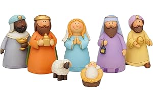 BEST&FREE Belén Completo con 7 Figuras de 9 cm. Portal del Nacimiento Infantil para Decorar en Navidad. Completa tu Escena con Las Figuritas del Pesebre.