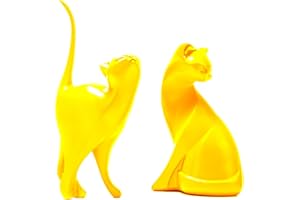 SIMDIM Estatua Gatito Moderno, Abstracto Adorno Salon Moderno, Abstracto Estatua Gato Moderno, Mascota Artístico Figura Decoracion Salon, Ornamento Arte, Decoracion para Casa Hogar Salon Escritorio (Dorado)