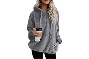 iChunhua Women Casual Sherpa Fuzzy Jumpers Fleece Hoodie Sweatshirt with Pockets