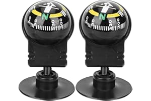 GANCON 1pair Gear Car Compass, LC282 Adjustable Car Compass Guide Ball with Suction Cup, Car Compass, Adjustable Navigation Electronic Compassfor Travel Outdoor Navigation, Black