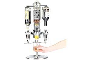 Bakaji Dozownik do butelek na stół piwo piwo napoje alkoholowe 4 miejsca, aluminiowa rama, okrągła podstawa, bar lokaj 4 dozowniki