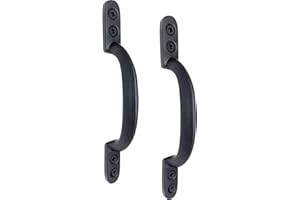IRONTITE 2 Pack D Handle 150mm (6") Black, Hotbed Pull Handle for Wooden Gates, Doors, Sheds - Cast Iron Suitable for Gates and Doors