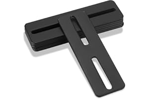 BAYIDUN Lot de 6 connecteurs plats ajustables, plaques de réparation plates avec fentes, attaches métalliques pour assemblage bois, plaque de liaison, support d'angle plat noir avec fente allongée(130x40x3mm)