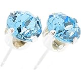 925 Sterling Silver Stud Earrings set with Aqua blue Swarovski Crystal Stones. Gift Box. Made in England. Beautiful jewellery for very special people.