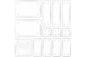 EDATOFLY 13 Trozo Organizadores Transparentes para Cajones, Divisores de Bandejas de Plástico para Cajones, Escritorio,Maquillaje, Baño, Cocina y Oficina (5 tamaños Diferentes)