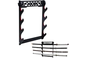 DFDVYE Support mural Katana pour siège d'épée - 4 niveaux Samurai Sword Holder baguette magique et Katayama tanto tenture murale Sword Holder affichage
