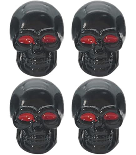 Bouchon Argent dorée Noir Crâne yeux Rouge Voiture Vélo Moto Bouchon Argent dorée Noir Crâne yeux Rouge Voiture Vélo Moto