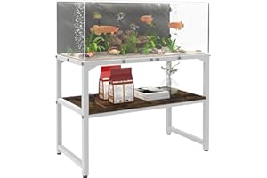 Mondazie 30 Gallon Rimless Fish Tank Stand with Shelf for Storage, 2 Tiers Metal Aquarium Stand, Breeder Tank Turtle Reptile Terrariums Stand Rack for Home Office, 30" L x 12" W x 20.5" H, White