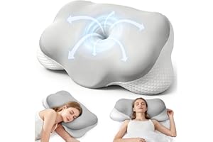 Ecliptron Memory Foam Kissen, Ergonomisches Nackenkissen Kopfkissen, Atmungsaktives Nackenstützkissen mit abnehmbarem Bezug, Seitenschläferkissen für Seiten, Rücken & Bauchschläfer (Grau)