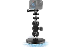Tekcam Soporte Magnético para Cámara Compatible con Gopro Hero 13/12/11/10/9, Akaso Ek7000 Pro, dji Osmo, Insta360, Wolfang Cámara de Acción,con Rosca de 1/4 Pulgadas, Cabezal de Bola Giratorio 360°