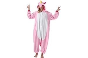 AKAAYUKO Damen Karneval Kostüm Pyjama Herren Weihnachten Halloween Jumpsuit Schlafanzug Tiere Onesie Overall Nachtwäsche Faschingskostüme