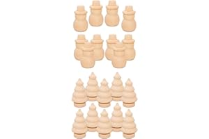 NEWMIND FLAMEER 20 x Wooden Peg Doll Body Shape Christmas Tree & Snowman DIY Paint Funny Creative Project