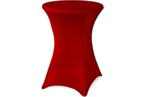 NEXOS TRADING Nexos Husse für Stehtisch Stretch 80 x 80 x 110 cm rot Tischschutz Stoffbezug Tischhusse Garten Empfang Messe Feier Party dehnbar