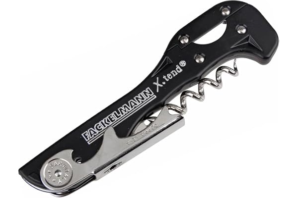 FMprofessional x-tend, kropp: Plast, spiral: Rostfritt stål, ca 132 x 40 mm, svart servitörkorkdragare, 13,2 cm