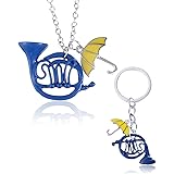 LICHUANUK 2 PCS Portachiavi in Corno Francese, How I Met Your Mother, Portachiavi Smalto Corno Blu Ciondolo Ombrello, Regali 