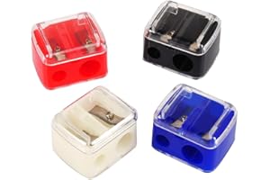 UNIVERSAL MUSIC GROUP Cetornie 4 Pieces Cosmetic Pencil Sharpener Pencil Sharpener for Eyebrow Eyeliner Dual 2 Holes Sharpener for Makeup, Blue,White,Red,Black