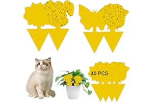 TravLand 40Pcs plug-in trappola per mosche modello animale Piatti gialli ideali per Piante da Interno, Disinfestazione - Adesivi Gialli sul Balcone o in Giardino