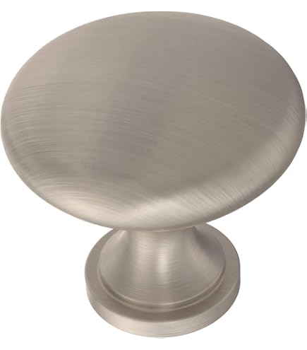 10 Pack Cosmas Brushed Antique Brass Cabinet Knobs - 1-1/4" Round Mushroom Knobs With Screws