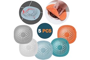 RUITENA 5 Piezas Silicona Protector de Drenaje Atrapa Pelos Ducha con lechón Colador Fregadero Ducha Pelo colector Bañera Cubierta de Drenaje para Cocina Baño