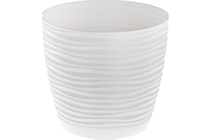 SPARKLE PLANTS Sahara Indoor Plant Pots, 7 Sizes, 8 Colours - Small white Planter with drainage Holes and Matching Saucer for Houseplants - Modern Decorative Round Flower Pot (15 cm, White)