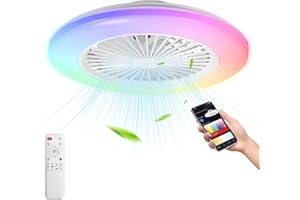 ‎JOPASSY Jopassy Deckenventilator Mit Beleuchtung RGB Dimmbar Deckenlampe 50cm Mit Fernbedienung Und APP 6 Windstufen,Moderne Deckenleuchte mit Ventilator Leise für Schlafzimmer Wohnzimmer,Schwarz