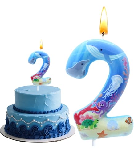 Set Decorazioni Per Torta 35° Compleanno: Candeline Numeriche 3D, Topper Glitterato Con Scritta E Forme Di Cuori E Stelle, Blu - 2