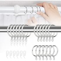 12 Anneaux Rideau Douche En Plastique Blanc - Forme C - Faciles à Installer Sans Outils