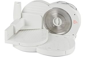 Progress Electric Meat Slicer – Non-Slip Deli Food Cutter for Bread/Cheese/Cold Cuts, 17cm Stainless Steel Serrated Blade, Adjustable Thickness 1-15mm, Home Slicing Machine, Food Pusher, 150W