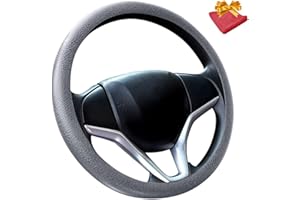 DALLAR Funda volante coche universal silicona (33-39 cm) con toalla microfibra - funda volante coche - funda volante - cubre volante coche - accesorios coche (Funda Gris de Silicona + Toalla Microfibra)