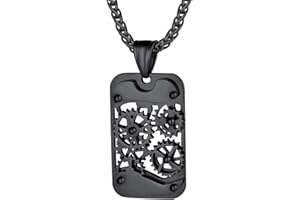 Richsteel Plaque Homme Gravure Personnalisé,Fibre de Carbone Dog Tag Acier Collier pour Homme,Plaque Militaire Armée Étiquette de Chien avec Chaîne 22+2"(55+5cm) Argenté/Or 18K/Noir(Boite Cadeau)