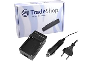 TRADE-SHOP Ładowarka do akumulatorów z adapterem samochodowym do Panasonic SDR-H280 SDR-H-20 SDR-H-40 SDR-H-50 SDR-H-60 SDR-H-80 SDR-H-90 SDR-H-250 SDR-H-280 VDR D50 D160 HDC-SD1