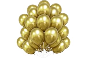 Bealif Metallic Balloons, 30 Pack 10 Inch Thick Chrome Metallic Gold Balloons Helium Shiny Balloon for Birthday Baby Shower Wedding Anniversary Festival Carnival Party Decorations (Gold)