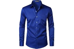 PARKLEES Men's Urban Stylish Casual Business Slim Fit Long Sleeve Button Up Dress Shirt with Pocket