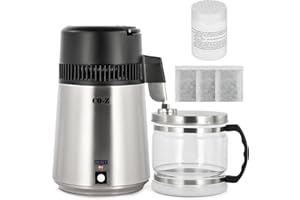 CO-Z Water Distiller, Stainless Steel Distilling Pure Water Machine for Home Countertop Table Desktop, 4L Distilled Water Making Machine, 4 Liter Water Purifier for Home,Brushed Silver