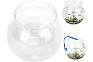 TNFEEON Mini Fish Tank,Classic Drum Style Fish Bowl Transparent Plastic Round Bowl Aquarium 360° View of Aquarium Centerpiece or Terrarium(Mini)