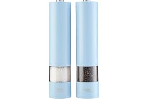 Cooks Professional Electric Salt and Pepper Mill Set | Battery Operated Automatic Grinders with Adjustable Course & Fine Grinding & One Touch Operation | Condiment Seasoning Grinder | Blue