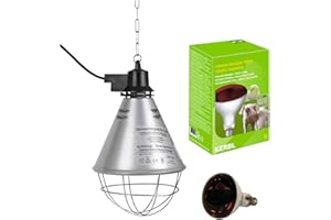 Kerbl - Kit Lampada a Raggi Infrarossi Riscaldante da 250 W + Riflettore Portalampada con Griglia di Protezione, Catena per Il Fissaggio e Cavo da 2.5m