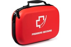 GÉNÉRIQUE Trousse premier secours-SOCIETE FRANCAISE-Gel hydroalcoolique OFFERT- premier soin+couverture de survie/Trousse rouge à coque étanche idéal sac à dos/voiture/voyage/travail/sport/loisir/maison/enfants