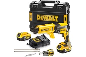 DEWALT - Visseuse Plaques de Plâtre Brushless 18V XR 5.0Ah Li-Ion - DCF620P2K-QW - Tournevis Électrique sans Fil avec 2 Batteries et Chargeur - Vitesse à Vide 0-4400tr/min - 435W