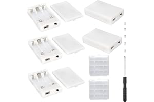 VISSQH 5 pcs white AA battery holder,3 x 1.5V AA Plastic battery holder housing with built-in USB socket and ON/OFF switch and cover