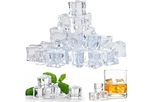 LANSKYLAN 25 PCS Cubitos de Hielo de AcríLico Cubitos de Hielo Artificial Cubitos de Hielo Reutilizables Transparente Cubitos de Hielo Cubo Hielo Falso para Decoración de Fotografía (30mm)
